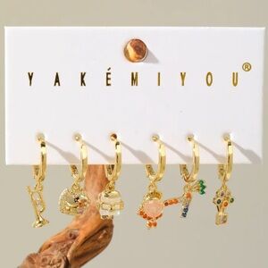 14K Gold Disney Up Theme Huggie Hoop Mismatched Earrings Set Character